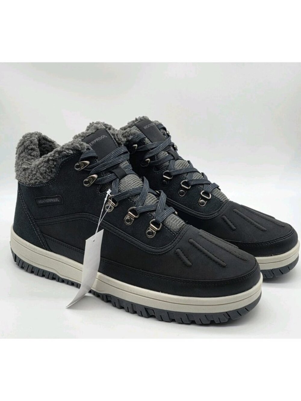 Weatherproof Mens Landon Sneaker Boots Size 13 Gray Lined Suede Memory Foam Shoe